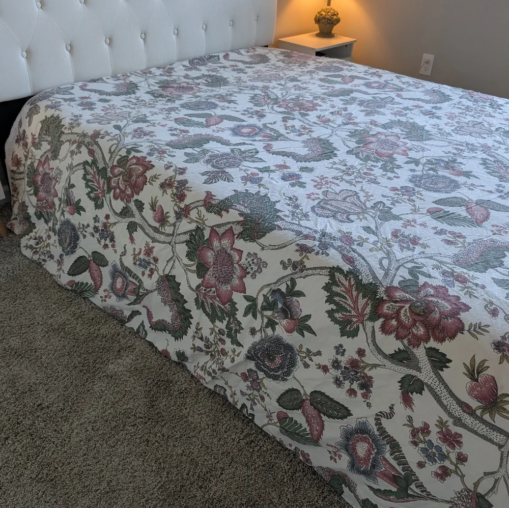 Pottery Barn Floral Duvet Cover King 108x92 Cotton Linen Botanical Cottagecore